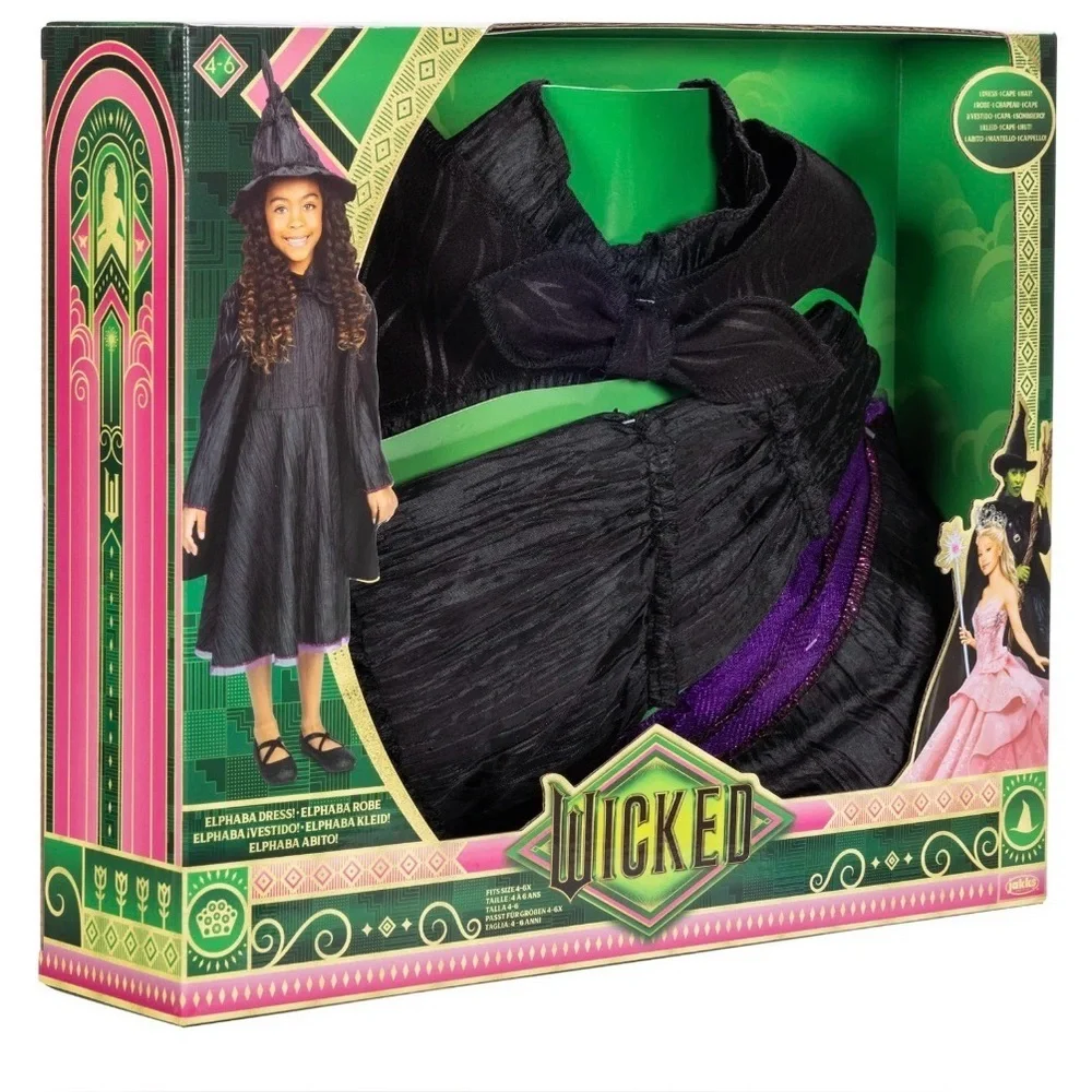Universal's Wicked Deluxe Elphaba Black Dress Hat SZ 4-6 costume Halloween New